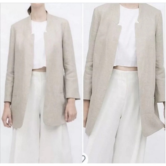 ZARA Linen tan blazer - Picture 1 of 7